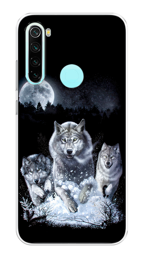 

Чехол на Xiaomi Redmi Note 8 "Стая волков под луной", Черный;белый;серый, 36550-1