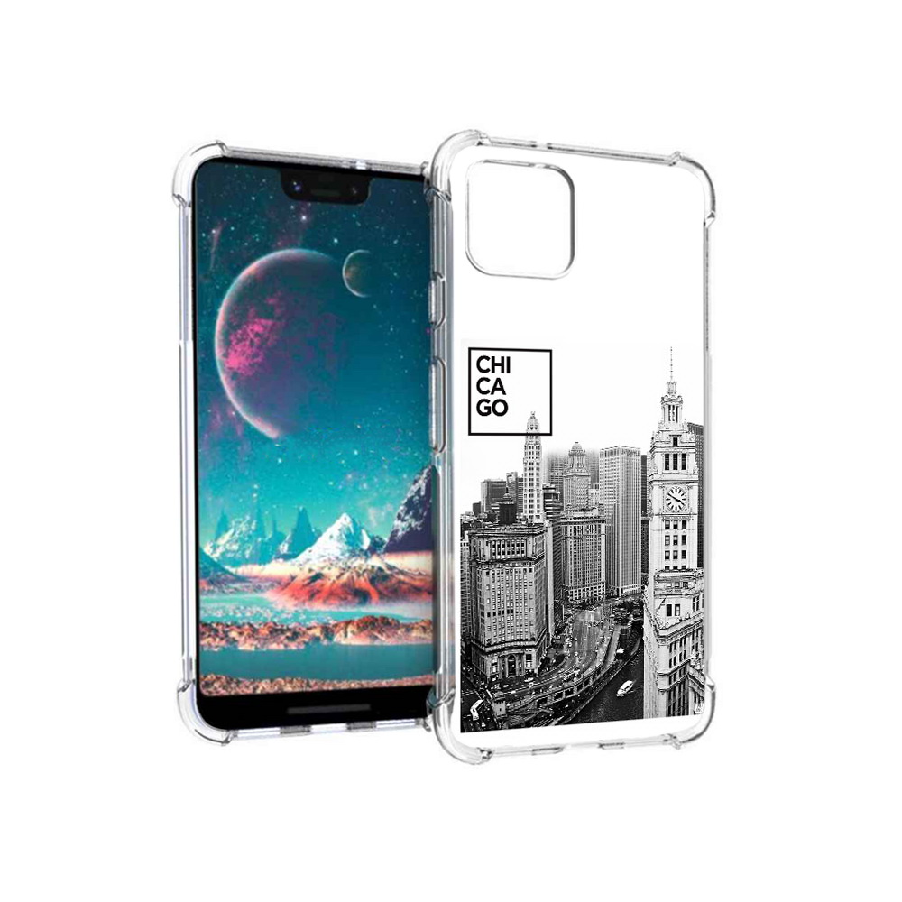 

Чехол MyPads Tocco для Google Pixel 4 черно белый чикаго, Прозрачный, Tocco
