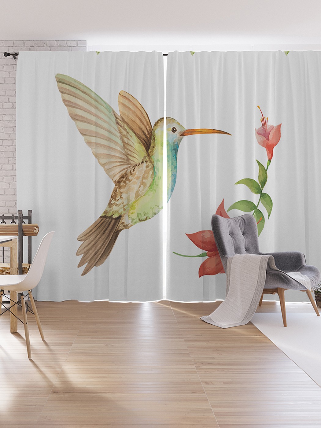 

Шторы под лён JoyArty "Волшебная колибри", серия Oxford DeLux, 340х265 см, Волшебная колибри