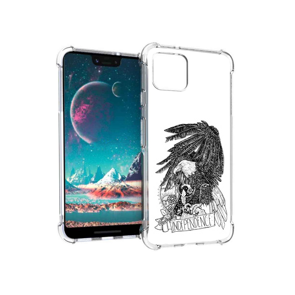 

Чехол MyPads Tocco для Google Pixel 4 черно белый сокол, Прозрачный, Tocco