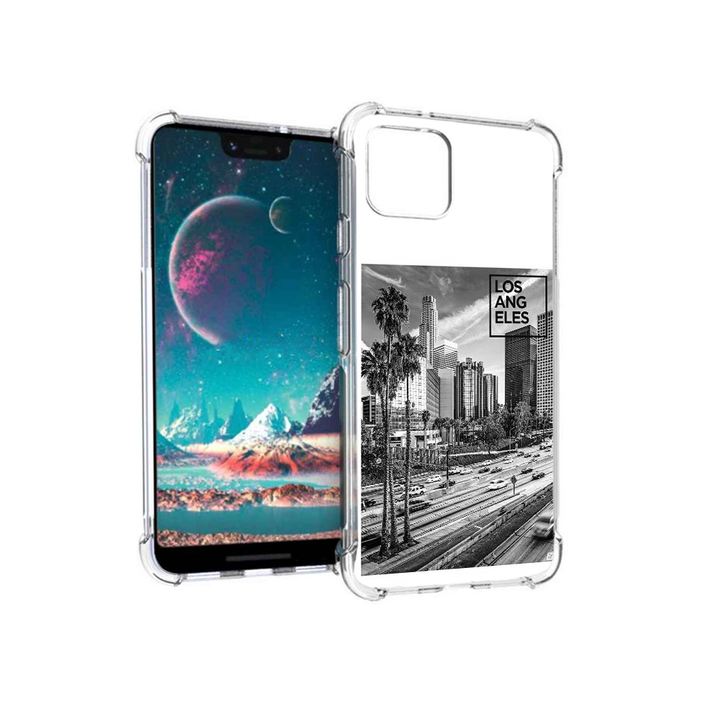 

Чехол MyPads Tocco для Google Pixel 4 черно белый лос анджелес, Прозрачный, Tocco