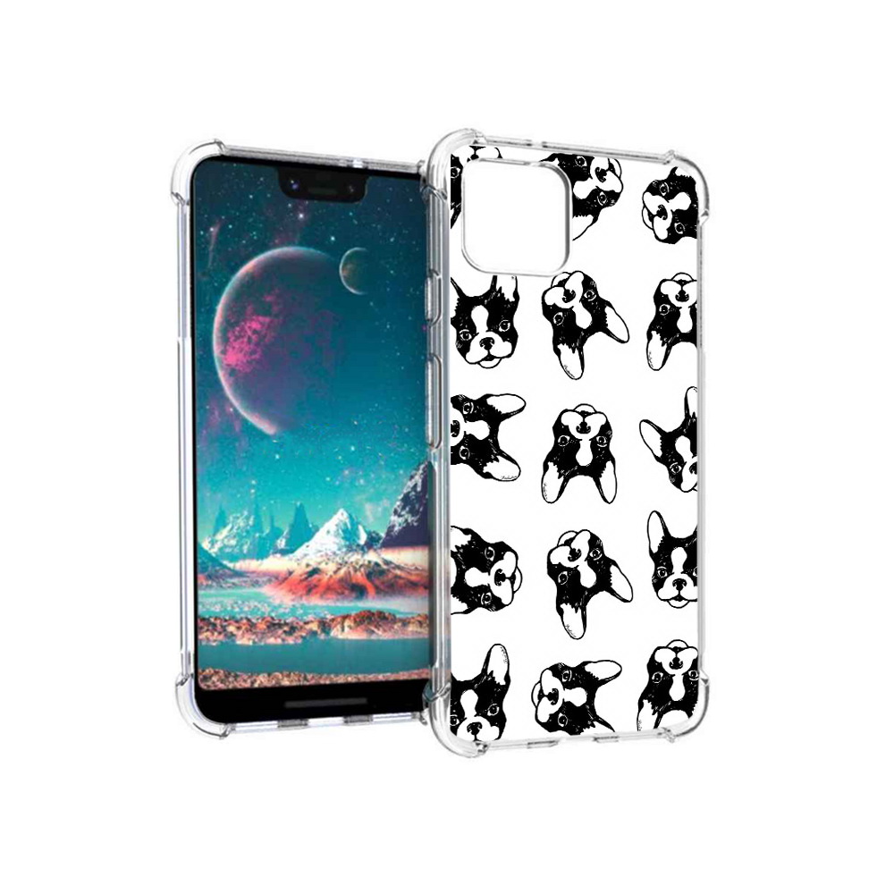 

Чехол MyPads Tocco для Google Pixel 4 черно белые собачки, Прозрачный, Tocco