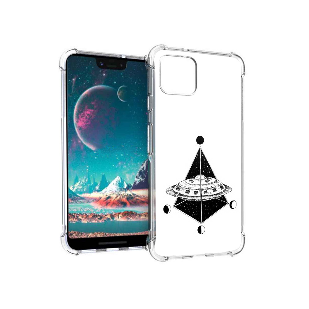 

Чехол MyPads Tocco для Google Pixel 4 черно белая летающая тарелка, Прозрачный, Tocco