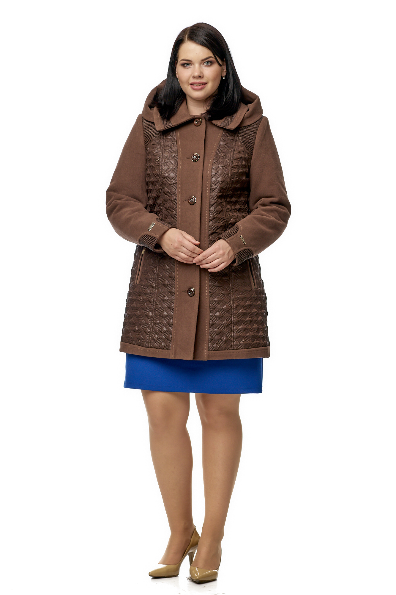 Пальто женское МОСМЕХА 8011902 коричневое 46 RU