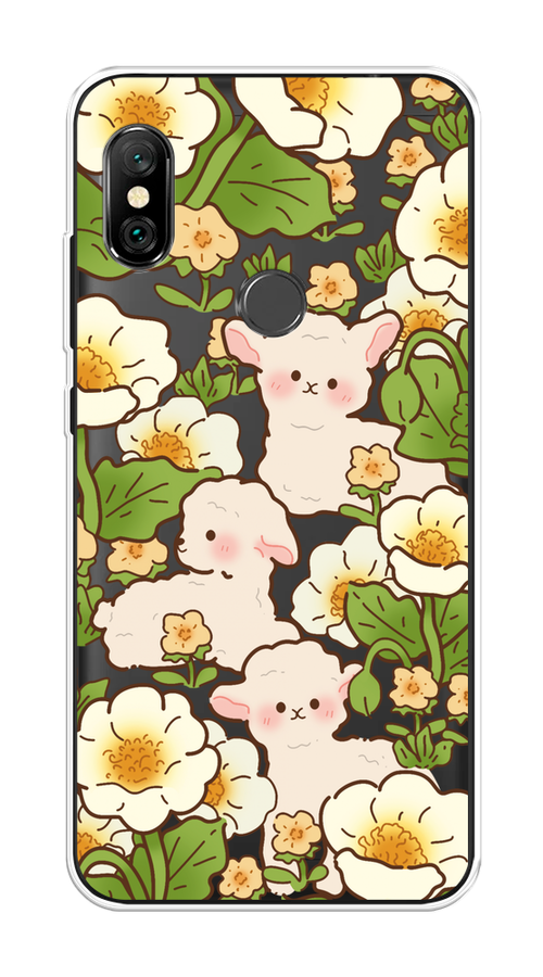 

Чехол на Xiaomi Redmi Note 6 Pro "Овечки в цветах", Зеленый;бежевый, 34650-1