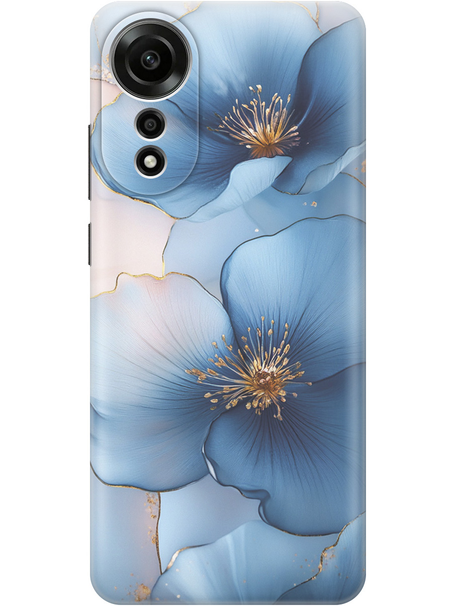 

Силиконовый чехол на Oppo A78 4G с принтом "Голубые ирисы", Прозрачный;голубой;синий, 782630024