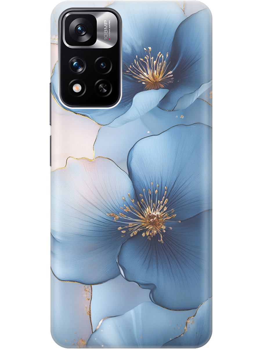 

Силиконовый чехол на Xiaomi Redmi Note 11 Pro+ 5G, Xiaomi 11i с принтом "Голубые ирисы", 741736424