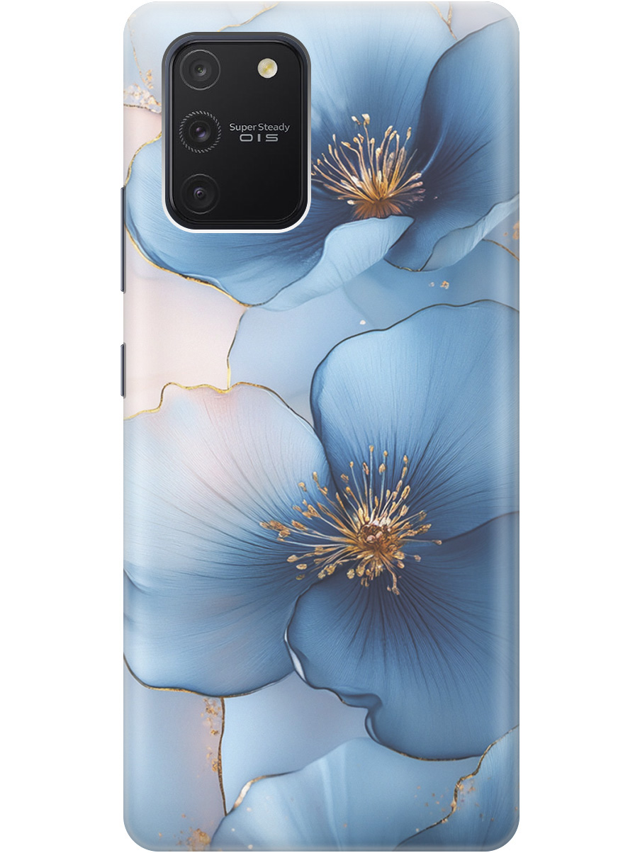 

Силиконовый чехол на Samsung Galaxy S10 Lite с принтом "Голубые ирисы", Прозрачный;голубой;синий, 722694724