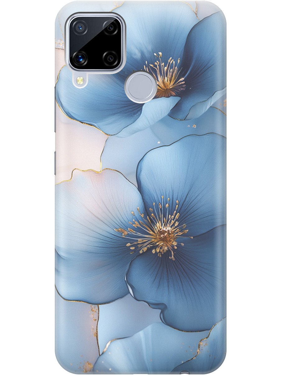 

Силиконовый чехол на Realme C15/C25 с принтом "Голубые ирисы", Прозрачный;голубой;синий, 726149824