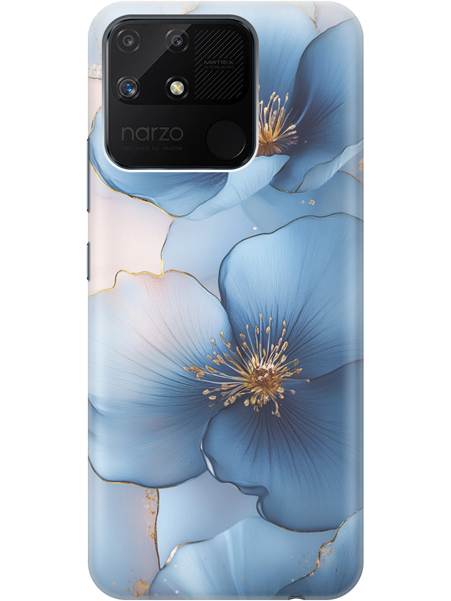 

Силиконовый чехол на Realme narzo 50A с принтом "Голубые ирисы", Прозрачный;голубой;синий, 740189924