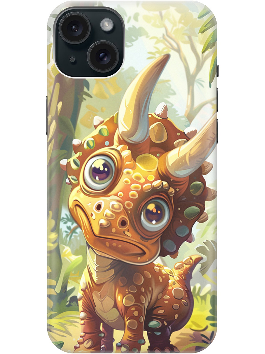 

Силиконовый чехол на Apple iPhone 15 Plus с рисунком "Малыш-динозавр", Желтый;зеленый, 20000005