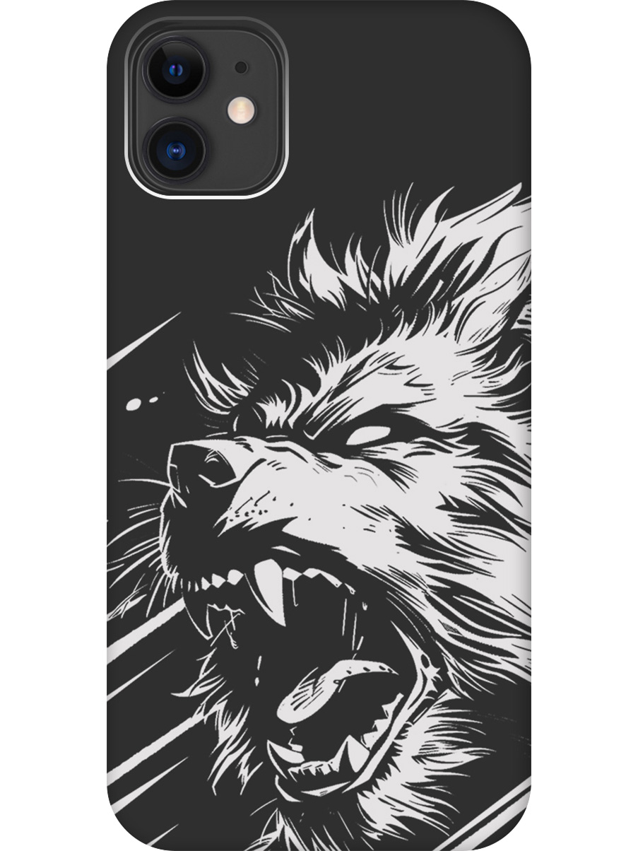 

Силиконовый чехол на Apple iPhone 11 с принтом "Рев оборотня" матовый черный, Черный;белый, 721799513