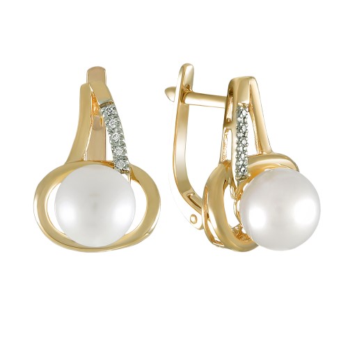 

Серьги из красного золота DIAMOND PRIME 99-1-ZW-E-041208, жемчуг\ фианит, 99-1-ZW-E-041208