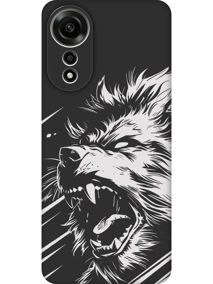 

Силиконовый чехол на Oppo A78 4G с принтом "Рев оборотня" матовый черный, Черный;белый, 782630013
