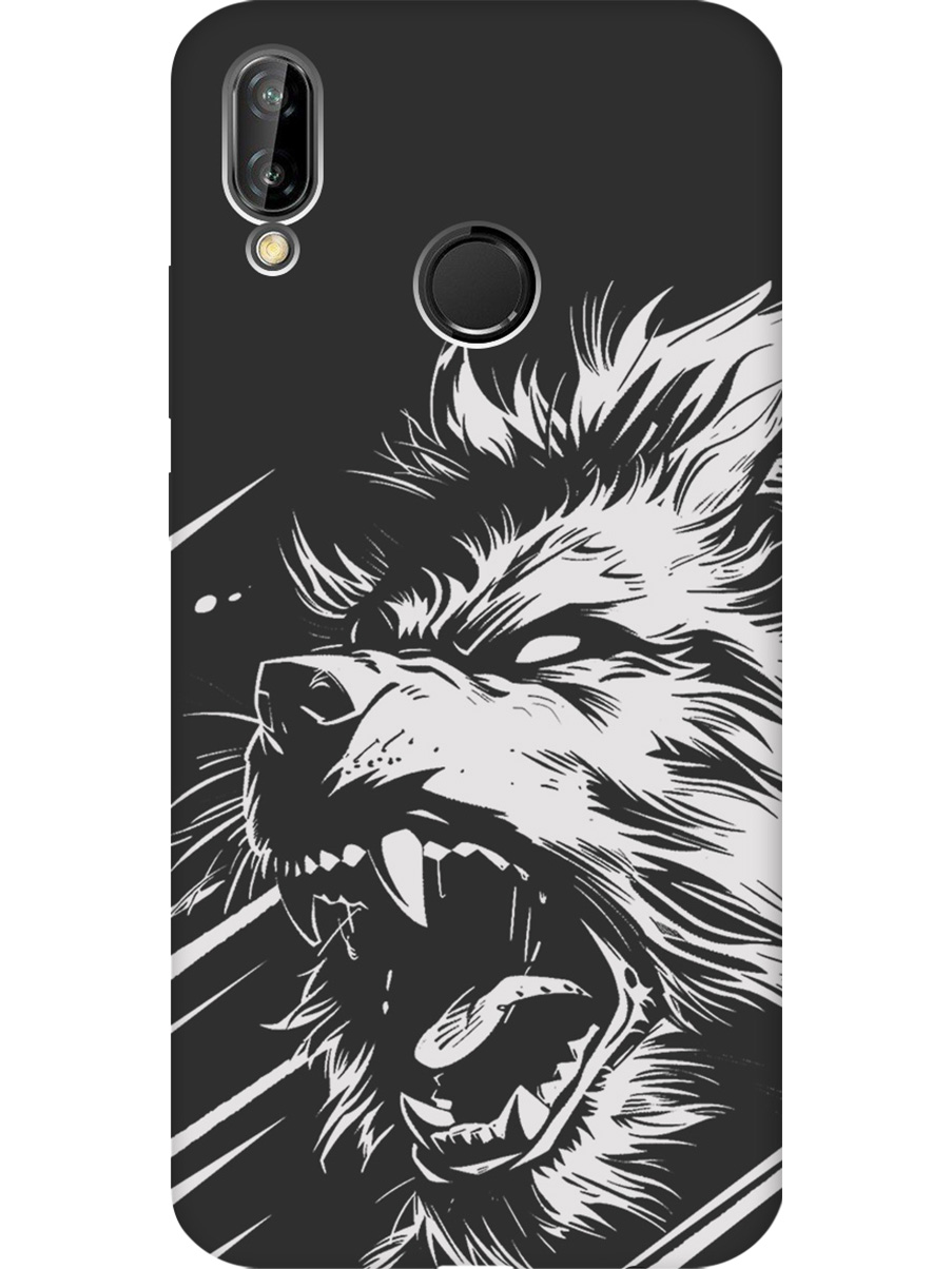 

Силиконовый чехол на Huawei P20 Lite / Nova 3e с принтом "Рев оборотня" матовый черный, Черный;белый, 717614213