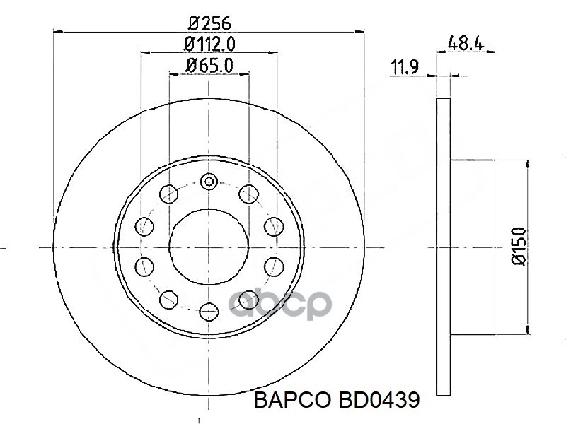 BAPCO Диск тормозной задний, BD0439