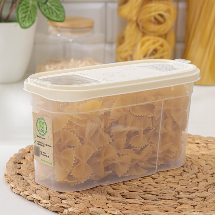 

Ёмкость для сыпучих продуктов BERGEN, 2 л, 24,5×10,5×13,3 см, цвет лён