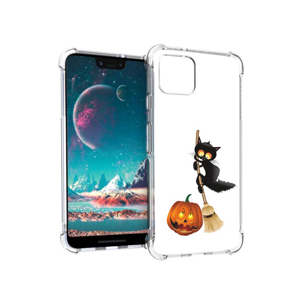 

Чехол MyPads Tocco для Google Pixel 4 хэлуинский котик, Прозрачный, Tocco