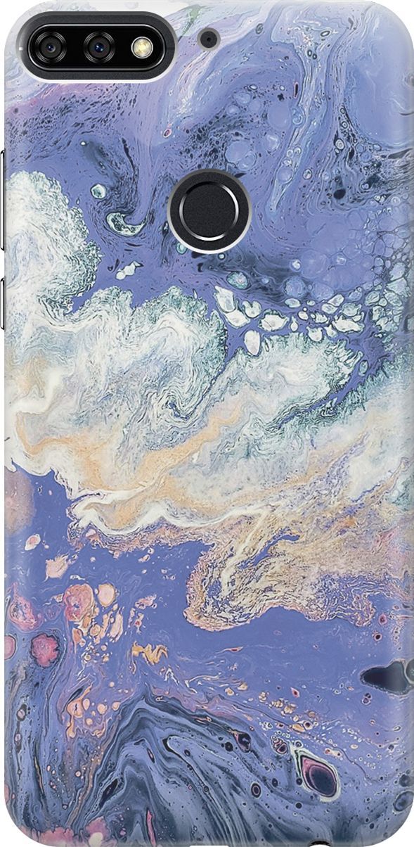 

Чехол на Honor 7C/7A Pro/Huawei Y6 Prime (2018) "Фиолетовый мрамор", Белый;желтый, 801
