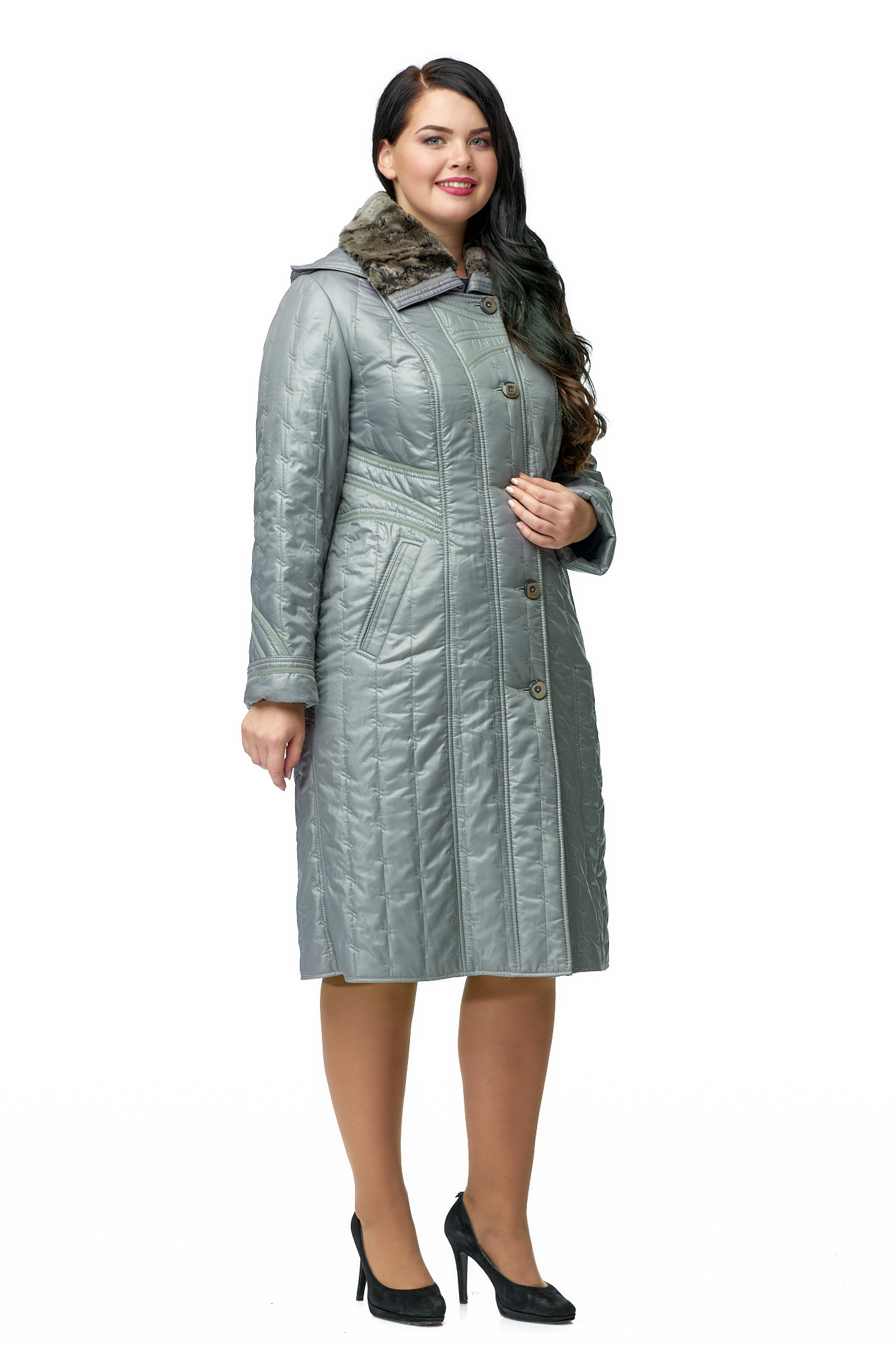 

Пальто женское МОСМЕХА 8011873 серое 56 RU, 8011873