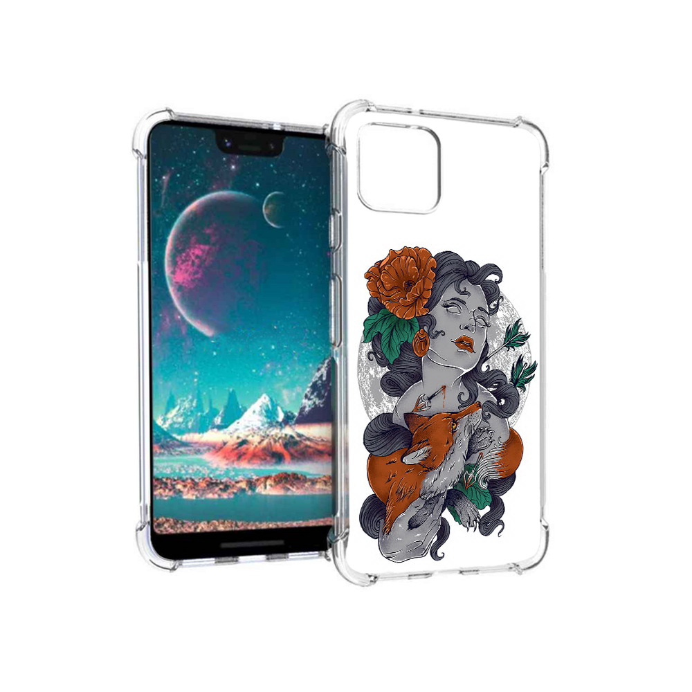 

Чехол MyPads Tocco для Google Pixel 4 темная девушка с лисой, Прозрачный, Tocco
