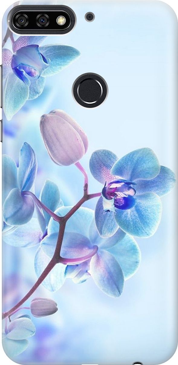 

Чехол на Honor 7C/7A Pro/Huawei Y6 Prime (2018) "Синий цветок на синем", Голубой;синий, 801