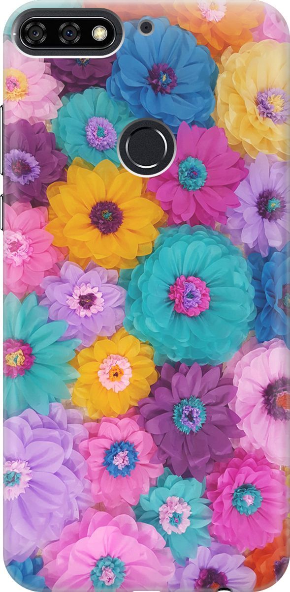 

Чехол на Honor 7C/7A Pro/Huawei Y6 Prime (2018) "Бумажные цветы", Желтый;зеленый, 801