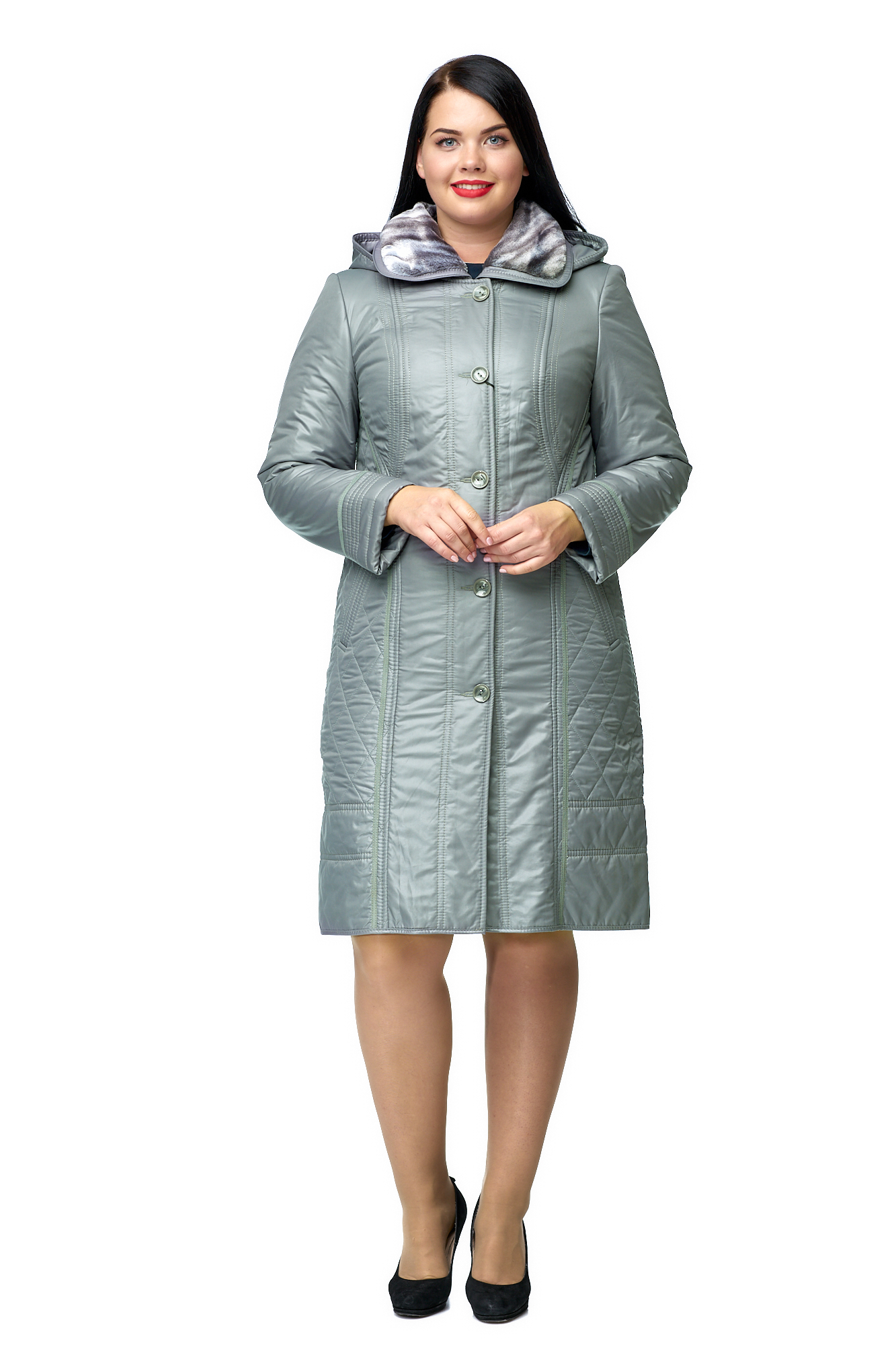 

Пальто женское МОСМЕХА 8011866 серое 52 RU, 8011866