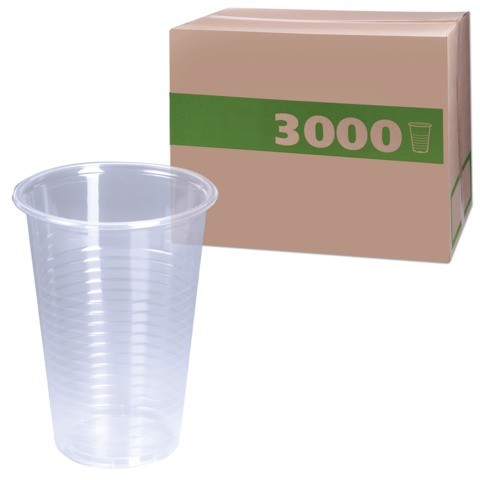 Одноразовые стаканы 200 мл, КОМПЛЕКТ 3000 шт. (30 упаковок по 100 шт.), прозрачные