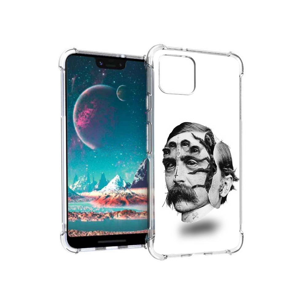 

Чехол MyPads Tocco для Google Pixel 4 страшное лицо мужчины, Прозрачный, Tocco