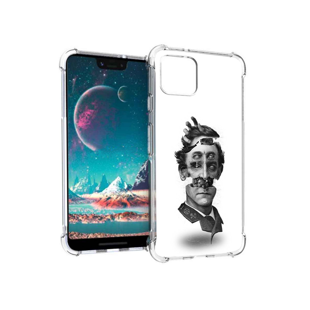 

Чехол MyPads Tocco для Google Pixel 4 страшное лицо абстракция, Прозрачный, Tocco