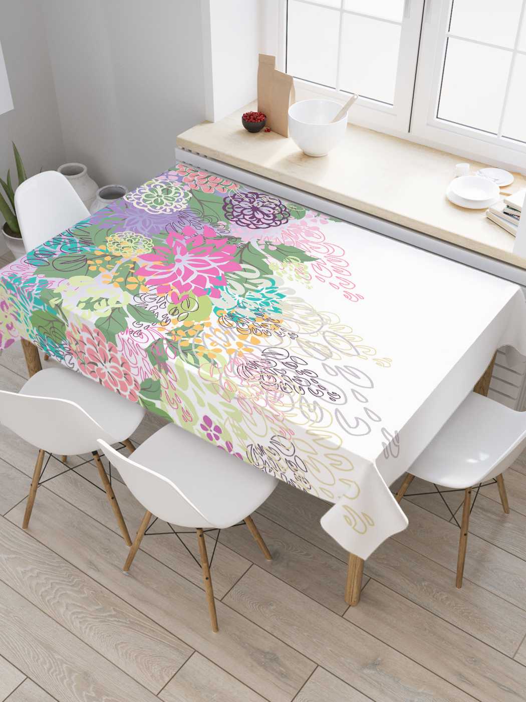 

Скатерть прямоугольная JoyArty "Цветочное изобилие" из сатена, 120x145 см, Зеленый, Цветочное изобилие