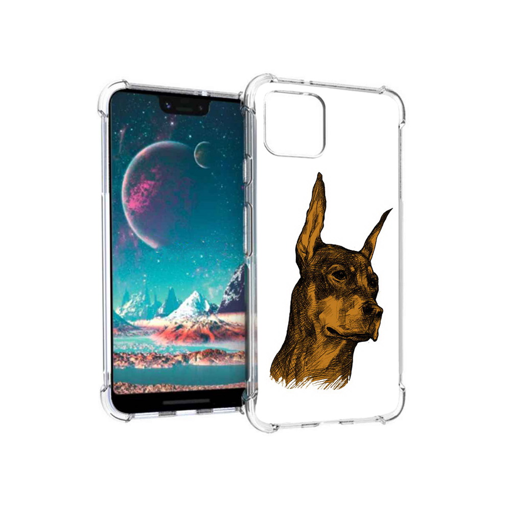 

Чехол MyPads Tocco для Google Pixel 4 скетч доберман, Прозрачный, Tocco