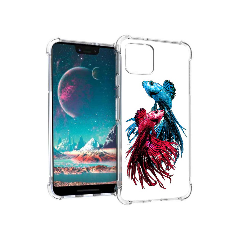 

Чехол MyPads Tocco для Google Pixel 4 рыбы петушки, Прозрачный, Tocco