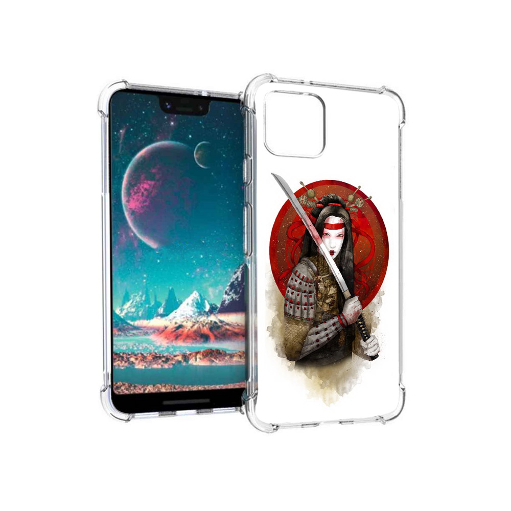 

Чехол MyPads Tocco для Google Pixel 4 рисованная девушка с катаной, Прозрачный, Tocco