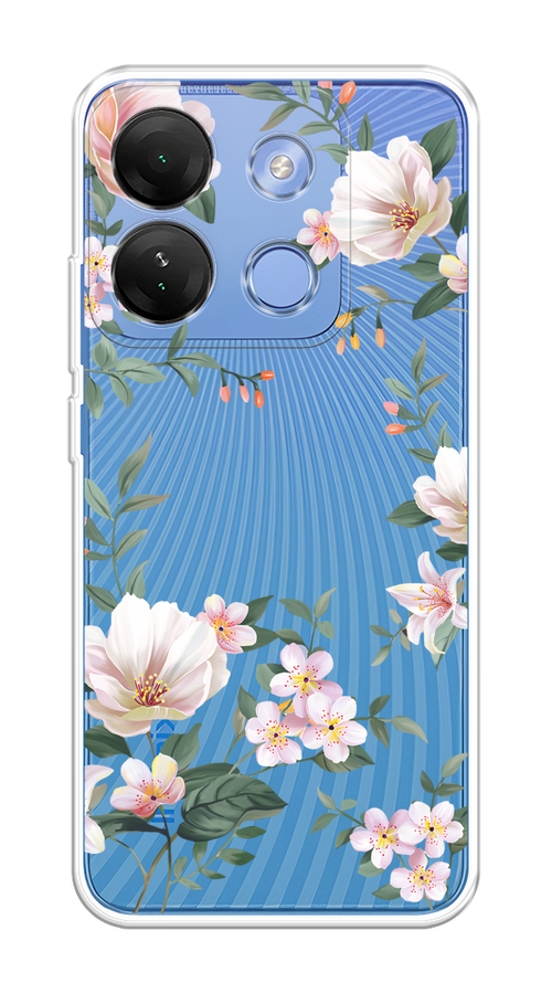 

Чехол на Infinix Smart 7 HD "Beautiful white flowers", Бежевый;зеленый, 3103850-1