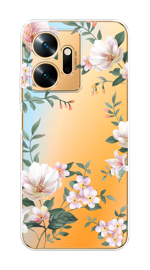 

Чехол на Infinix Zero 20 "Beautiful white flowers", Бежевый;зеленый, 3102550-1