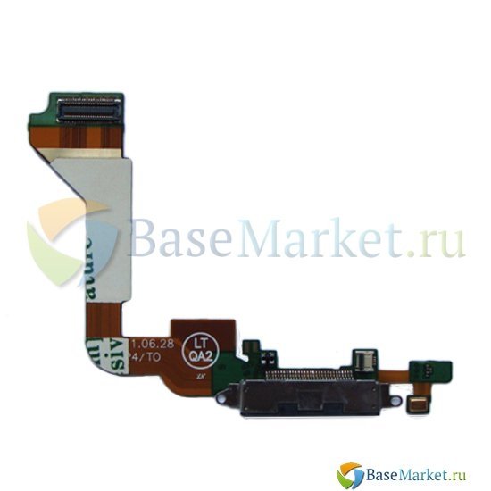 

Шлейф BaseMarket для Apple iPhone 4S на разъем зарядки в сборе с микрофоном (черный) OEM