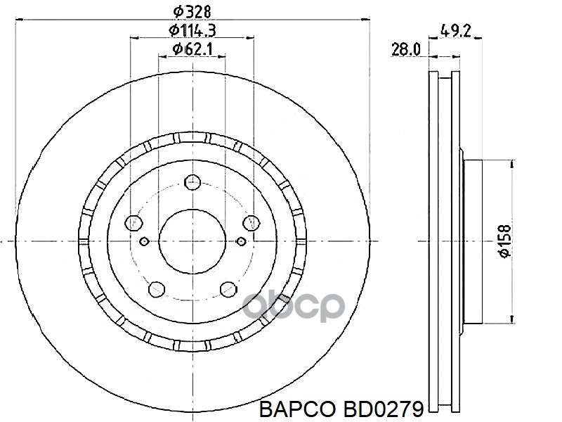 

BAPCO Диск тормозной передний,вент, BD0279
