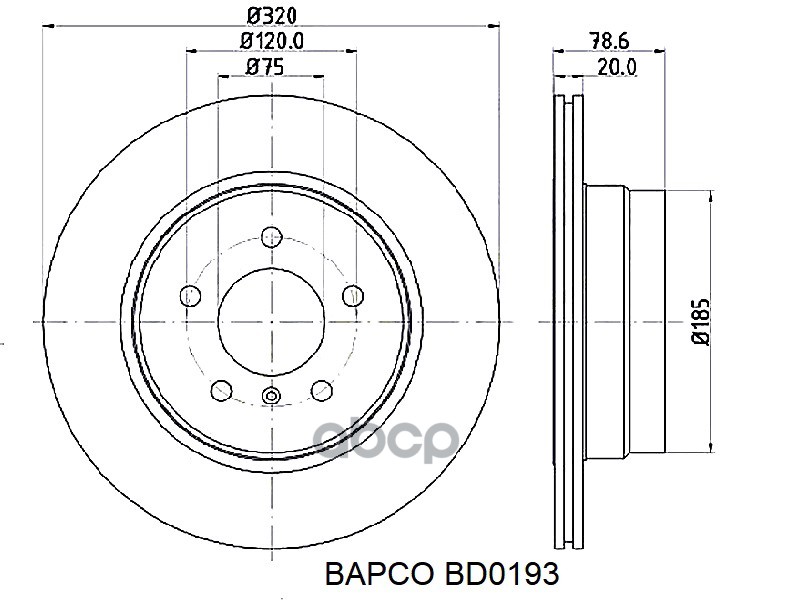 

BAPCO Диск тормозной задний,вент, BD0193