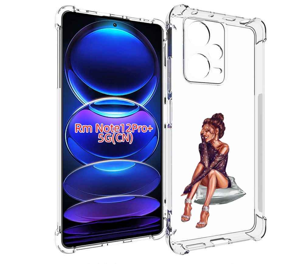 

Чехол MyPads Девушка-на-подушке женский для Xiaomi Redmi Note 12 Pro + Plus, Прозрачный, Tocco