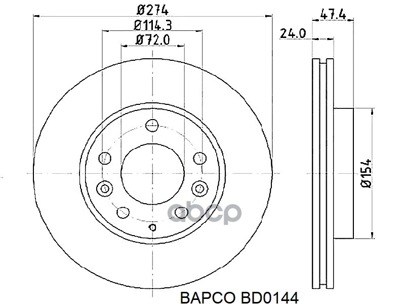 

BAPCO Диск тормозной передний,вент, BD0144