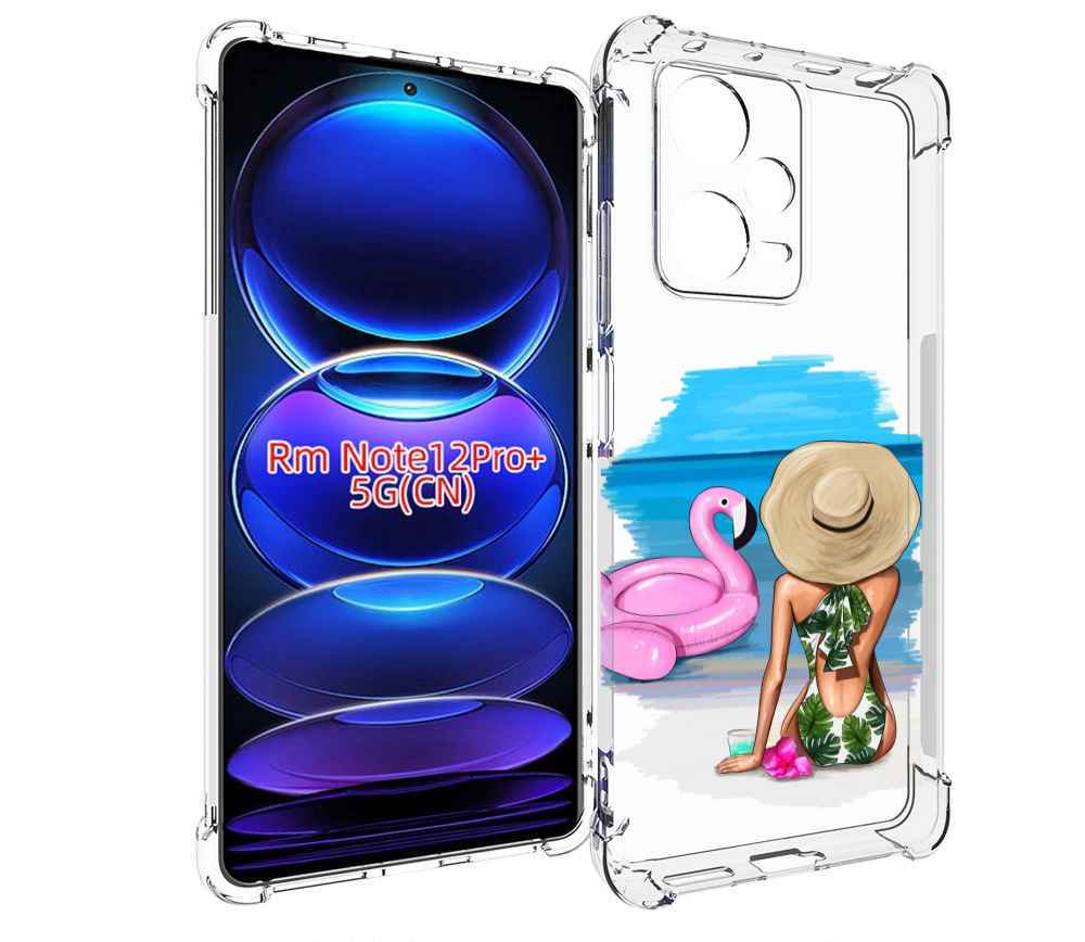 

Чехол MyPads Девушка-и-фламинго женский для Xiaomi Redmi Note 12 Pro + Plus, Прозрачный, Tocco