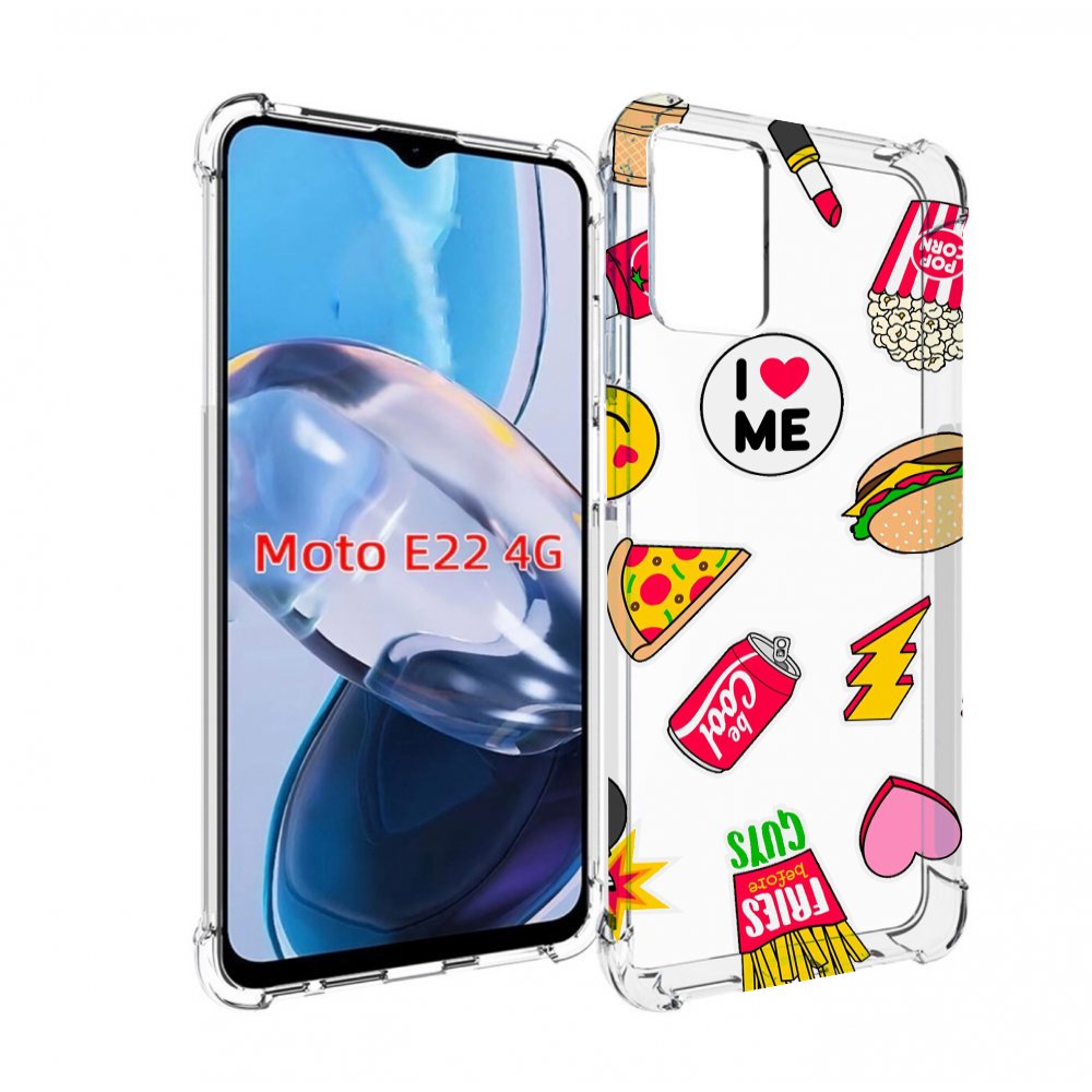 

Чехол MyPads фаст-фуд для Motorola Moto E22 4G / E22i 4G, Прозрачный, Tocco