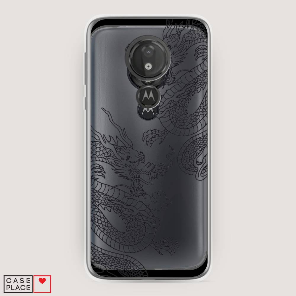 

Чехол на Motorola Moto G7 Power "Два китайских дракона", Серый;черный, 241350-1