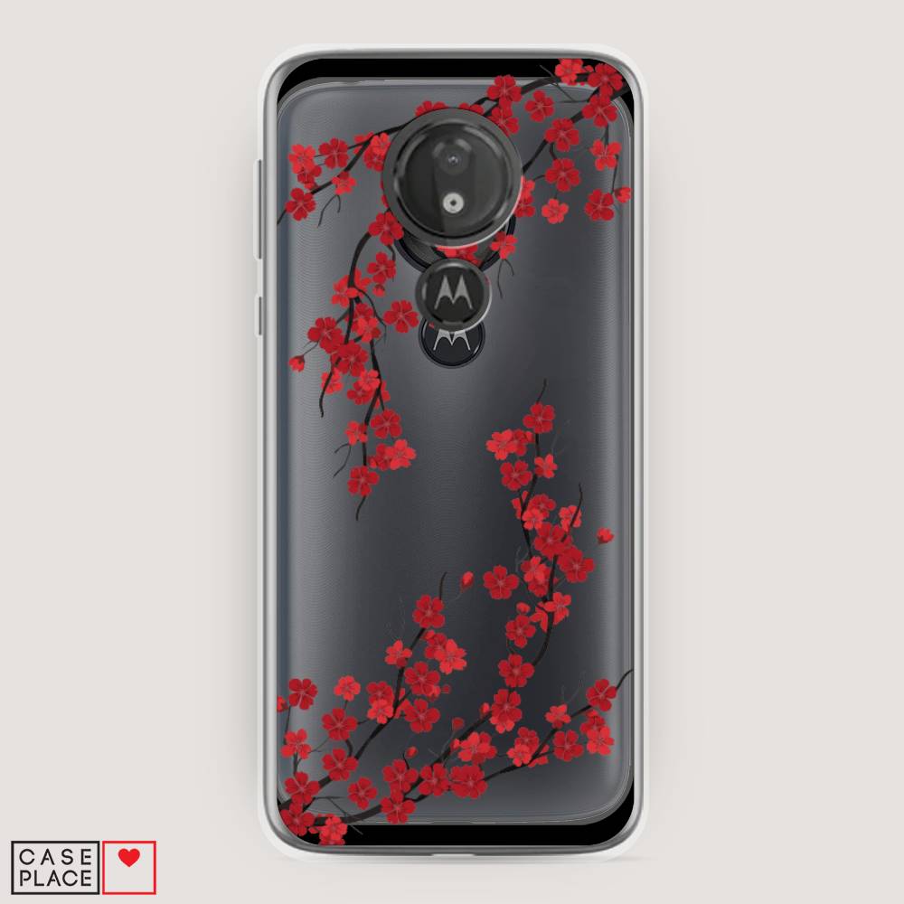 

Чехол на Motorola Moto G7 Power "Красная сакура", Красный;черный, 241350-2