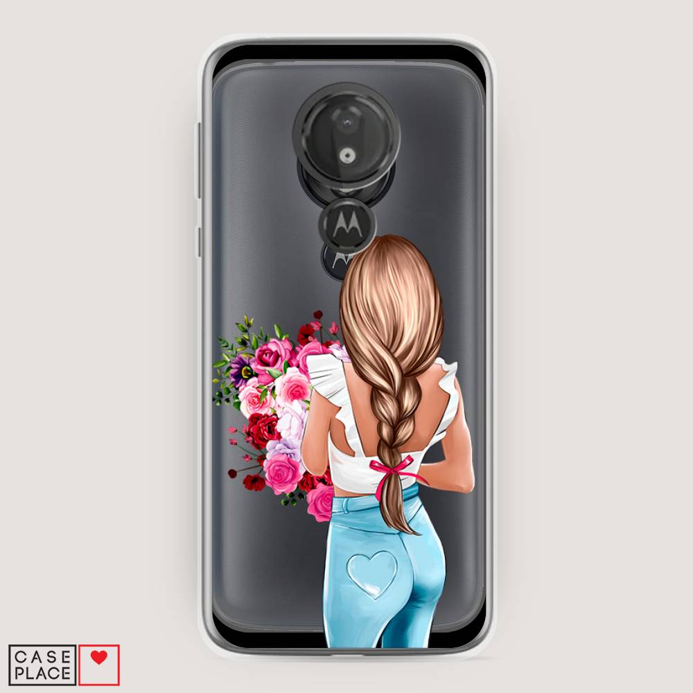 

Чехол на Motorola Moto G7 Power "Девушка с цветами", Коричневый;розовый;голубой, 241350-6