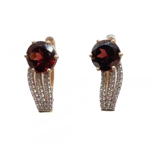 

Серьги из красного золота DIAMOND PRIME 23-1-GZ-E-083358, гранат\ фианит, 23-1-GZ-E-083358