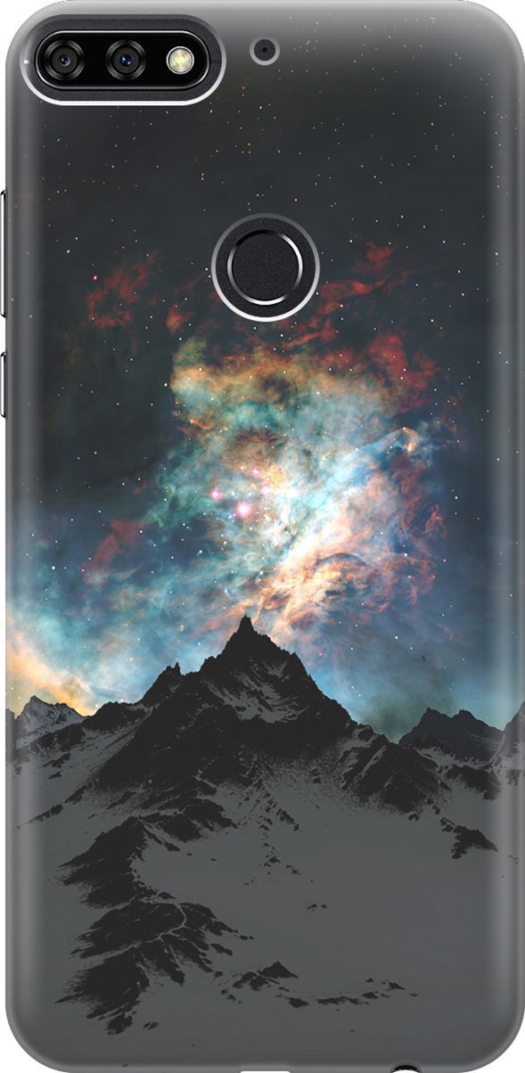 

Чехол на Honor 7C/7A Pro/Huawei Y6 Prime (2018) "Горы и звезды", Синий;черный, 800
