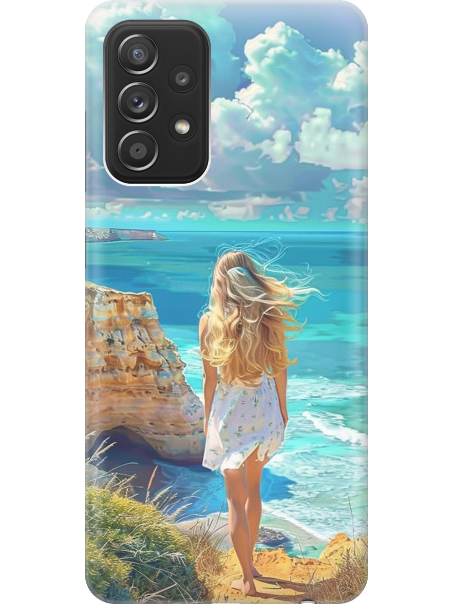

Силиконовый чехол на Samsung Galaxy A52 с принтом "Безкрайнее море", Прозрачный;белый;голубой;желтый, 724990141